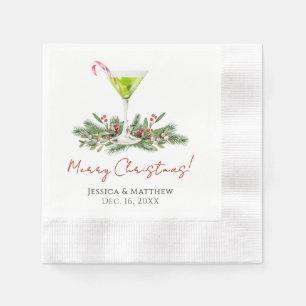 Merry Christmas Martini Cocktail Party Custom Napkins
