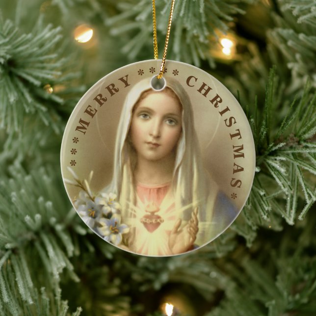 Merry Christmas | Mary virgin | Ceramic Ornament (Tree)