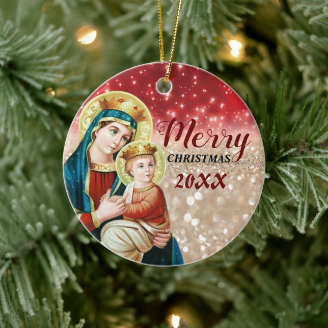 Merry Christmas | Mary virgin | Ceramic Ornament (Tree)