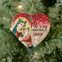 Merry Christmas | Mary virgin | Ceramic Ornament