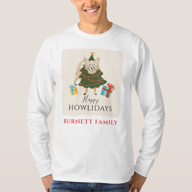 Merry Christmas Matching Family Dog Howlidays T-Shirt (Front)
