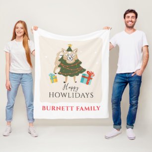 Merry Christmas Matching Family Howlidays Pet Fleece Blanket