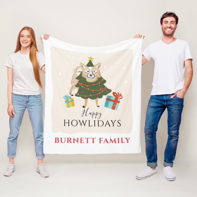 Merry Christmas Matching Family Howlidays Pet Fleece Blanket (In Situ)