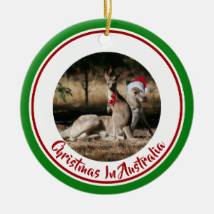 Merry Christmas Mate Santa Kangaroos Ceramic Ornament