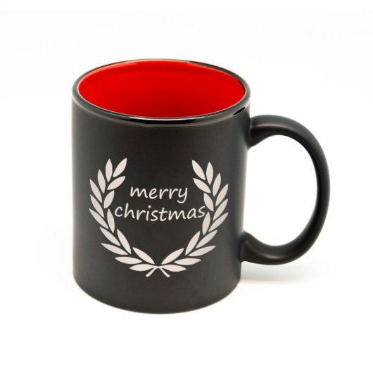 Merry Christmas Matte Black & Red Mug (Front)