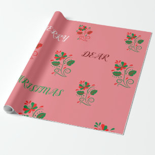  Merry Christmas Matte  Pink  Wrapping Paper