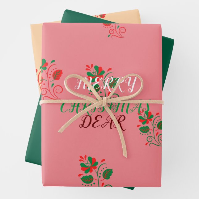  Merry Christmas Matte  Pink  Wrapping Paper Sheets (In situ)