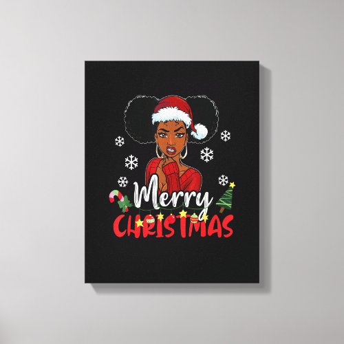 Merry Christmas Melanin Black African American San Canvas Print