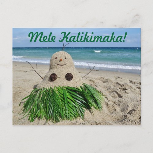 Merry Christmas Mele Kalikimaka Snowman Sandman Holiday Postcard