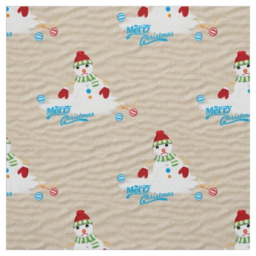 merry christmas melting snowman fabric