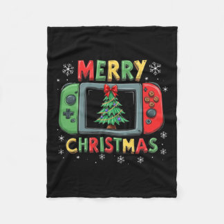 Merry Christmas Men Boys Kids Gaming Gamer Xmas Fu Fleece Blanket
