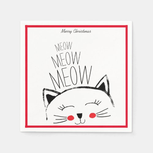 Merry Christmas Meow cute Cat Napkins