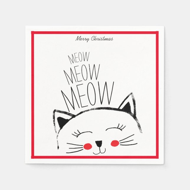 Merry Christmas Meow cute Cat Napkins (Front)