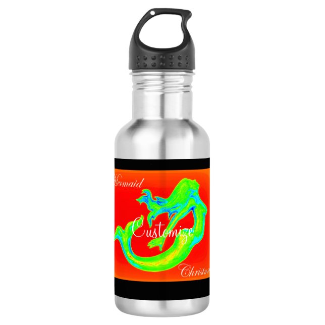 Merry Christmas Mermaid Thunder_Cove Stainless Steel Water Bottle (Front)