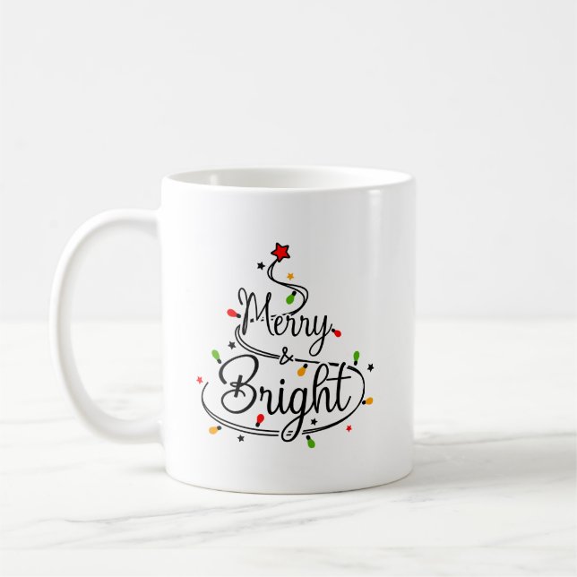Merry Christmas, merry and Bright, christmas mug  (Left)