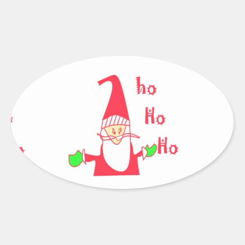 Merry Christmas Merry Christmas Funny Santa Hohoho Oval Sticker