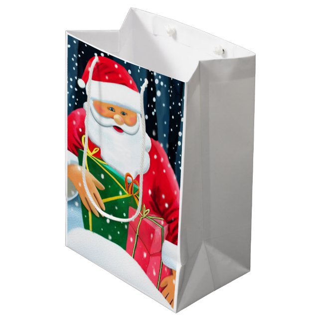 Merry Christmas - Merry Christmas - Santa Claus Medium Gift Bag (Front Angled)