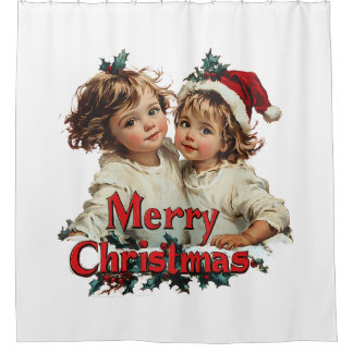 Merry Christmas - Merry Christmas with Cute Child Shower Curtain