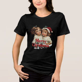 Merry Christmas - Merry Christmas with Cute Child Tri-Blend Shirt