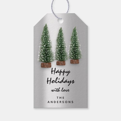 Merry Christmas Merry TO Gray Green Tree Gift Tags