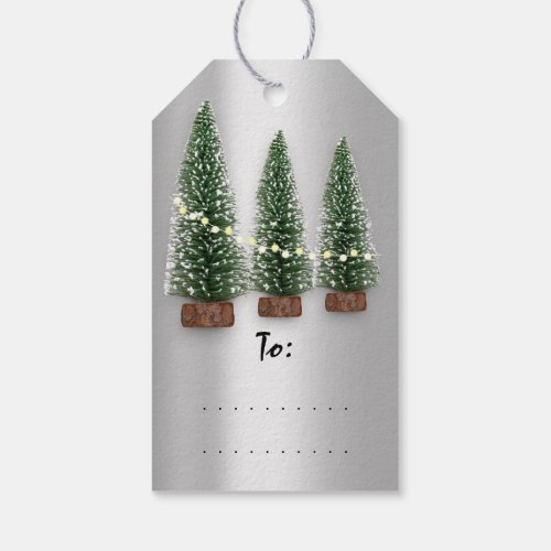 Merry Christmas Merry TO Gray Green Tree Gift Tags