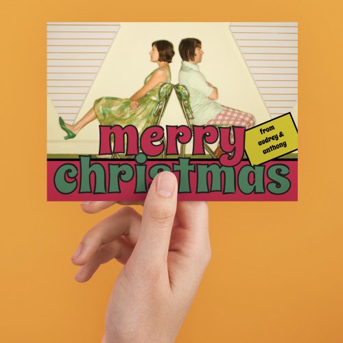 Merry Christmas Mesage Retro Style Photo Holiday Card