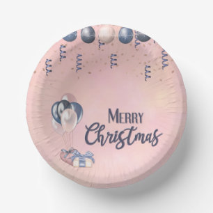 Merry Christmas Message Baubles, Gifts & Balloons Paper Bowls