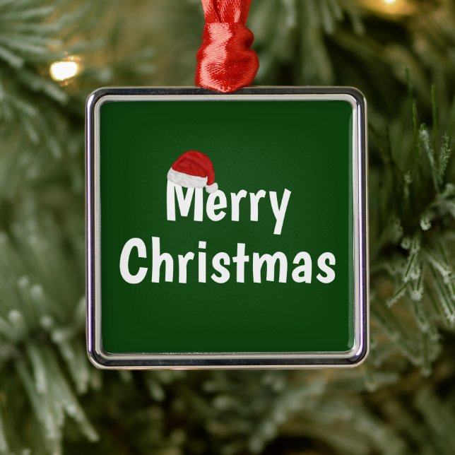 Merry Christmas Metal Ornament (Tree)