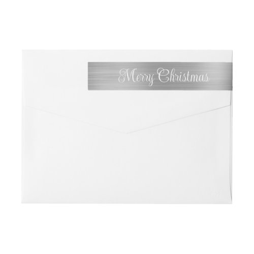 Merry Christmas Metallic Silver White Calligraphy Wrap Around Label