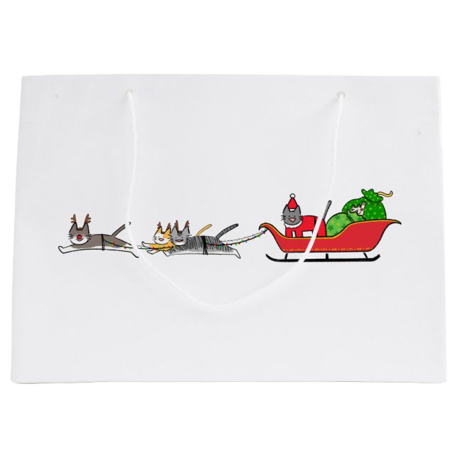 Merry Christmas mew mew mew Large Gift Bag (Front)