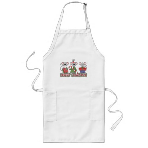 Merry Christmas Mice Long Apron