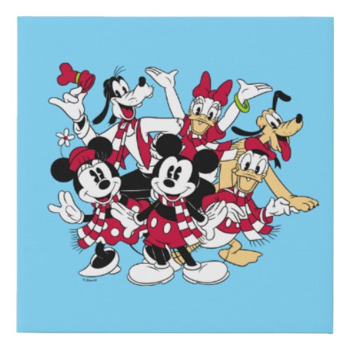 Merry Christmas  Mickey  Friends Joyful Holiday Faux Canvas Print