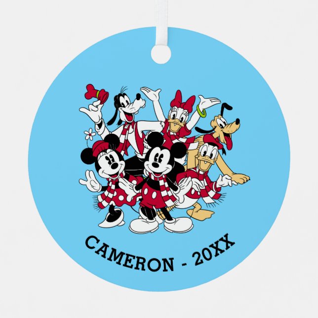 Merry Christmas | Mickey & Friends Joyful Holiday Metal Ornament (Front)