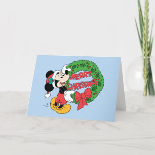 Merry Christmas   Mickey Mouse Holiday Wreath Card