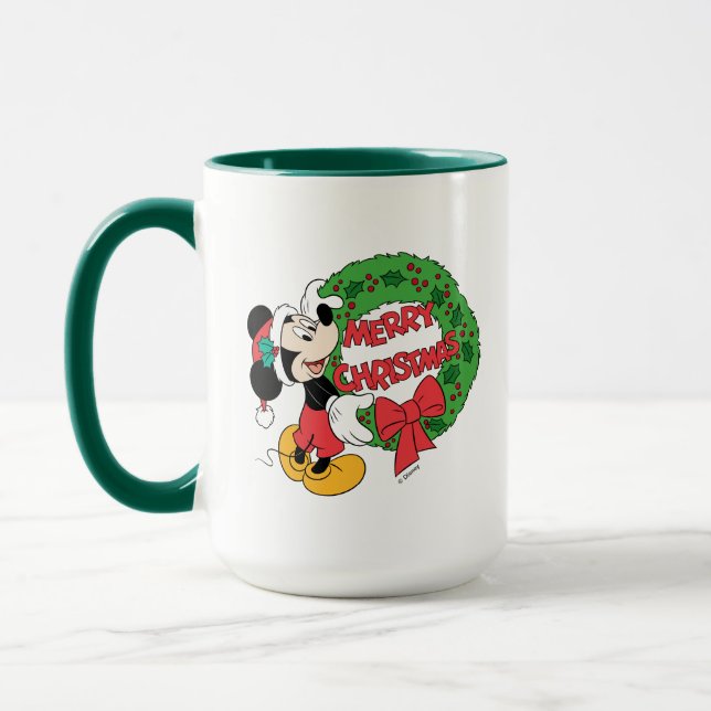 Merry Christmas | Mickey Mouse Holiday Wreath Mug (Left)