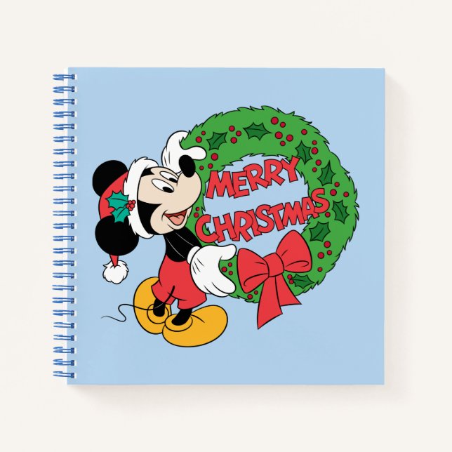 Merry Christmas | Mickey Mouse Holiday Wreath Notebook (Front)