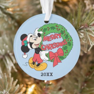 Merry Christmas | Mickey Mouse Holiday Wreath Ornament