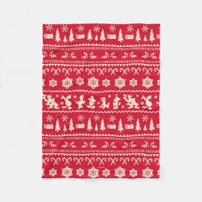 Merry Christmas | Mickey Mouse Snowflake Pattern Fleece Blanket (Front)