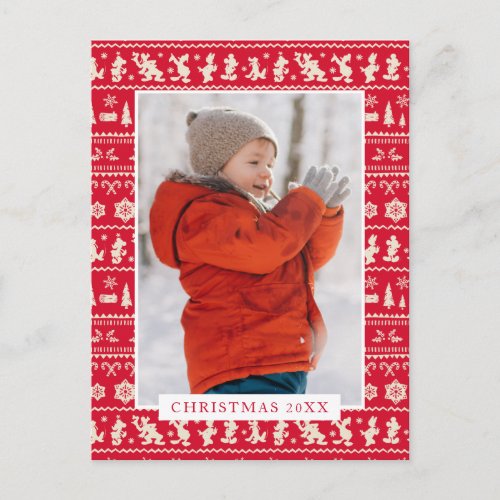 Merry Christmas  Mickey Mouse Snowflake Pattern Holiday Postcard