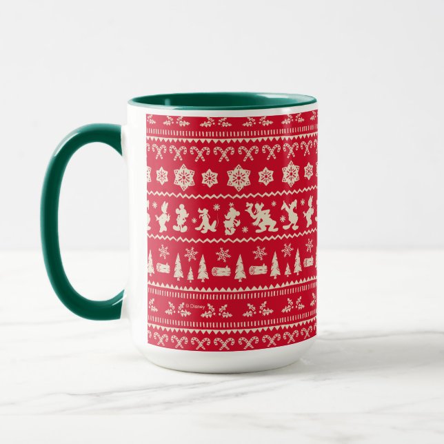 Merry Christmas | Mickey Mouse Snowflake Pattern Mug (Left)