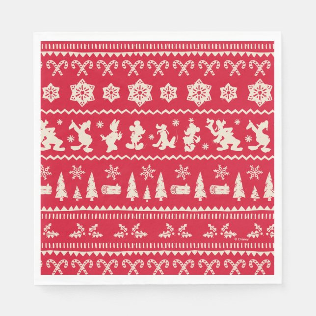 Merry Christmas | Mickey Mouse Snowflake Pattern Napkins (Front)