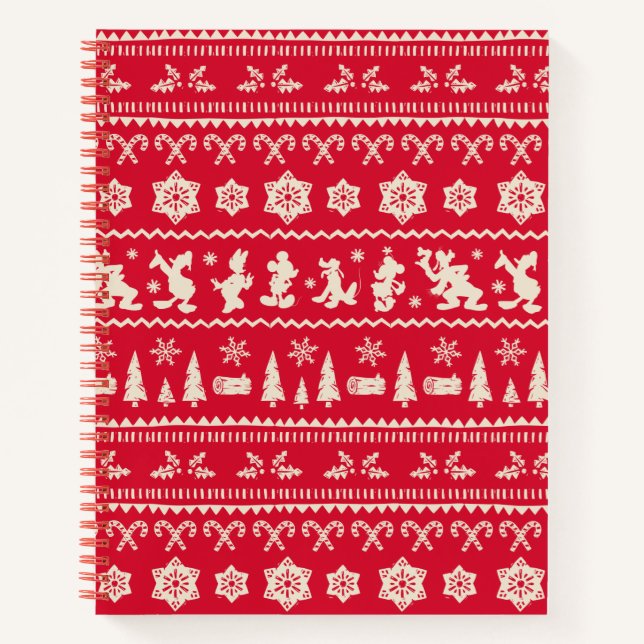 Merry Christmas | Mickey Mouse Snowflake Pattern Notebook (Front)
