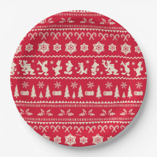Merry Christmas   Mickey Mouse Snowflake Pattern Paper Plates
