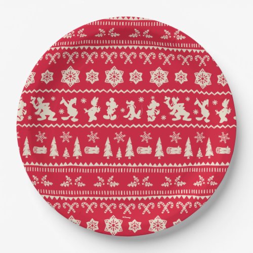 Merry Christmas  Mickey Mouse Snowflake Pattern Paper Plates