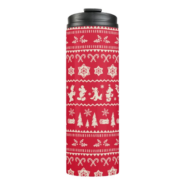 Merry Christmas | Mickey Mouse Snowflake Pattern Thermal Tumbler (Front)