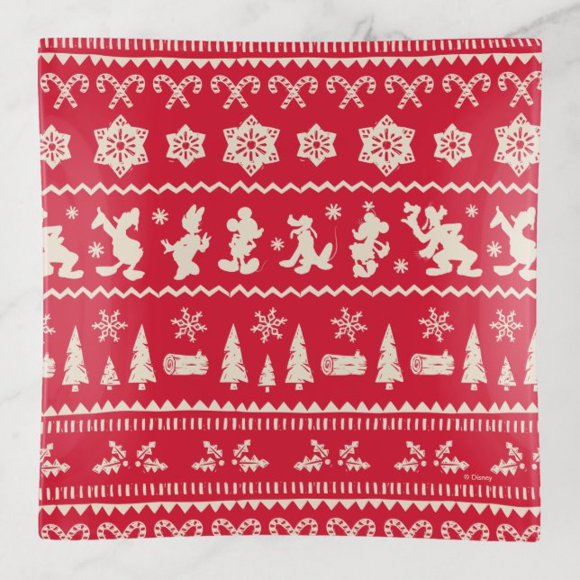 Merry Christmas | Mickey Mouse Snowflake Pattern Trinket Tray (Front)