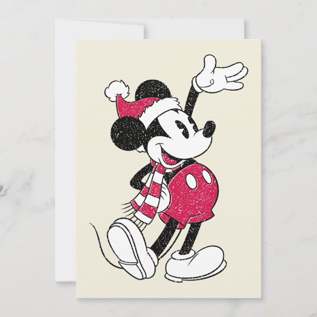 Merry Christmas | Mickey Mouse Vintage Santa Claus Card (Front)