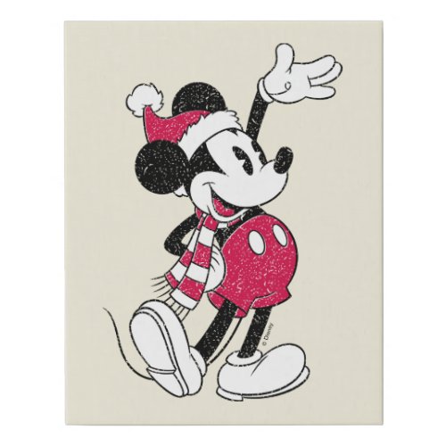 Merry Christmas  Mickey Mouse Vintage Santa Claus Faux Canvas Print