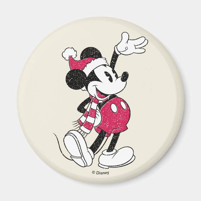 Merry Christmas | Mickey Mouse Vintage Santa Claus Magnet (Front)