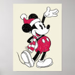 Merry Christmas | Mickey Mouse Vintage Santa Claus Poster<br><div class="desc">Celebrate the holidays and your love of Disney with this cute Christmas design featuring Mickey Mouse in a distressed Santa Claus hat and striped scarf.</div>